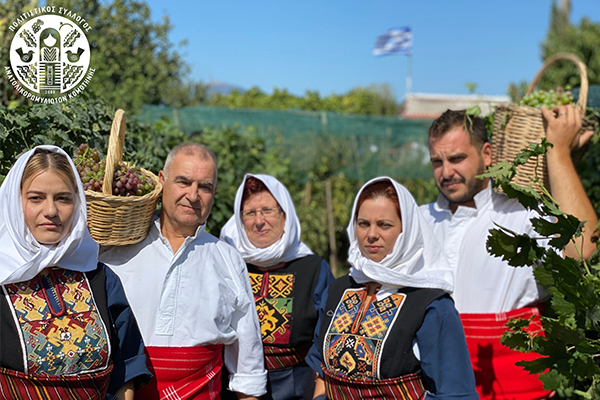 Volakas,Greece-January 7, 2022: In the village of Volakas, in Drama, every January (6-8) revives the custom of "Harapia", means "Black men", because of their black traditional costumes.